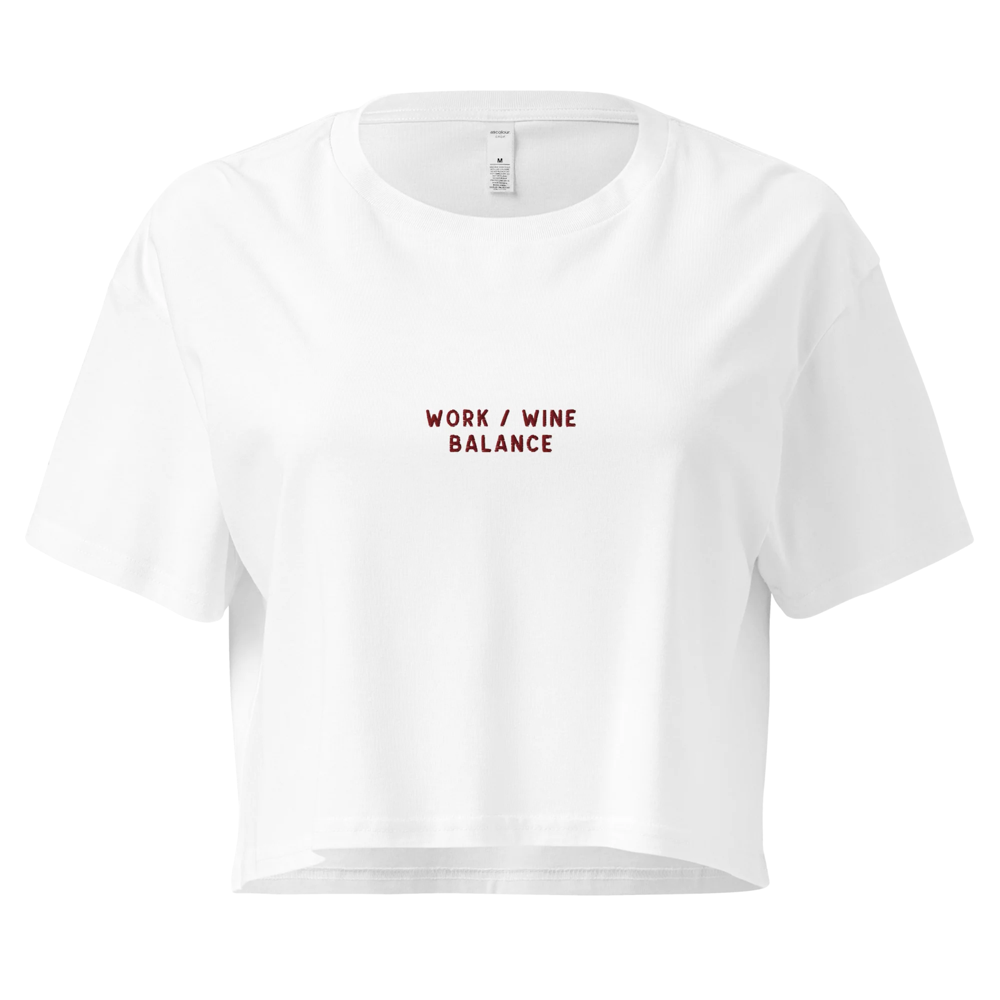 Work / Wine Balance Embroidered Crop Tee - Image 4