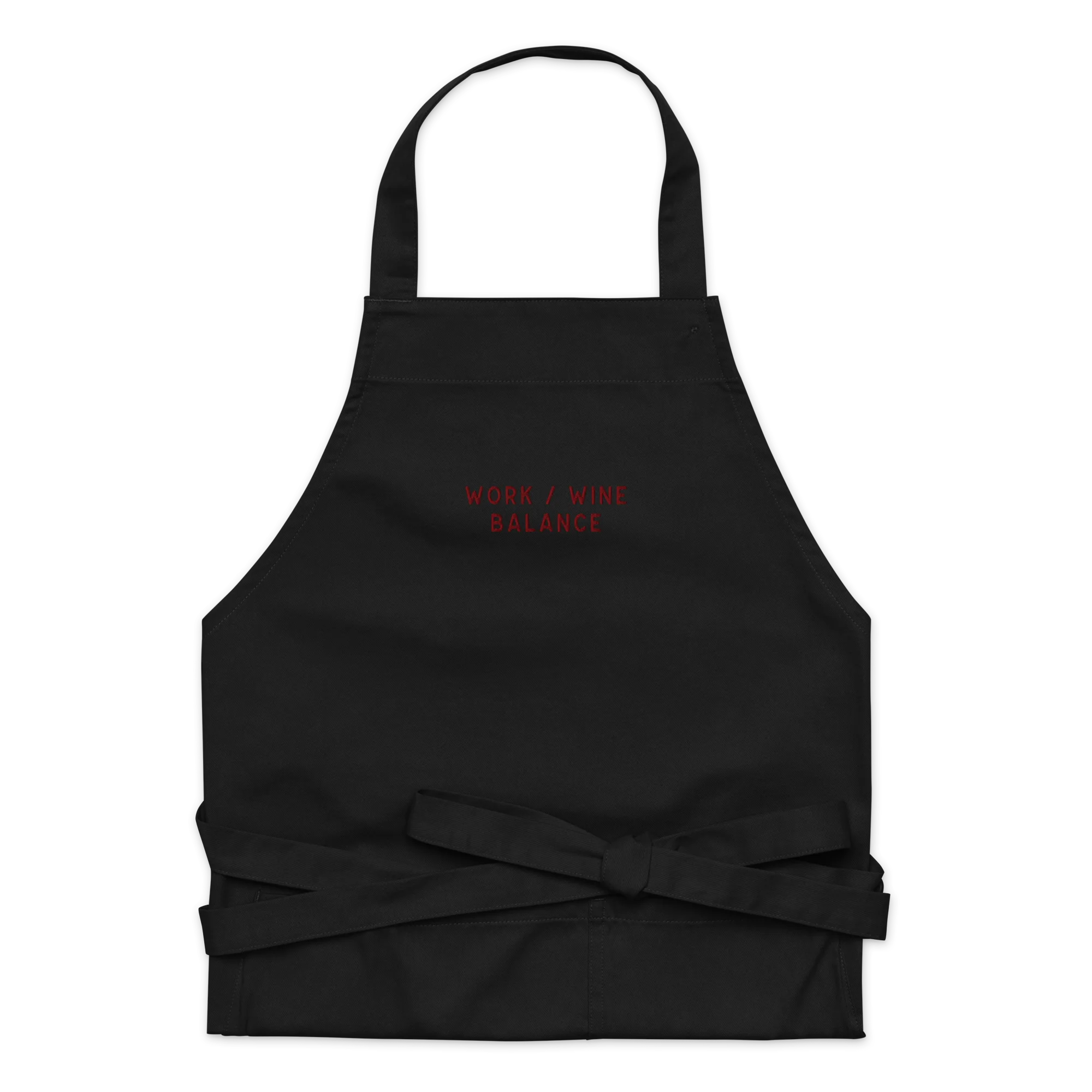 Work / Wine Balance Embroidered Organic Cotton Apron - Image 4