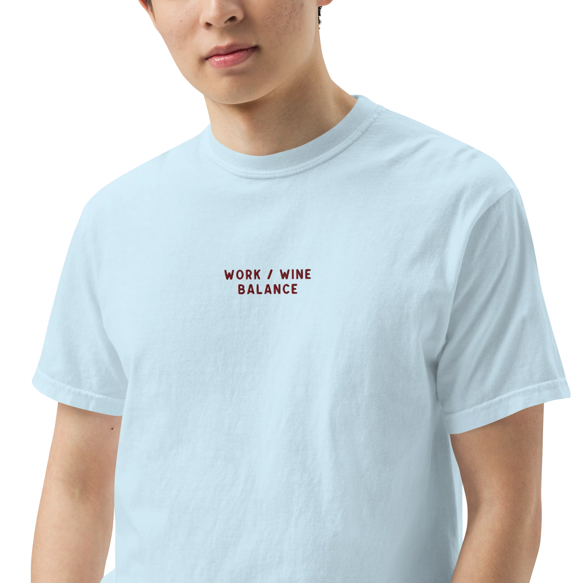 Work / Wine Balance Embroidered Classic T-Shirt - Image 7